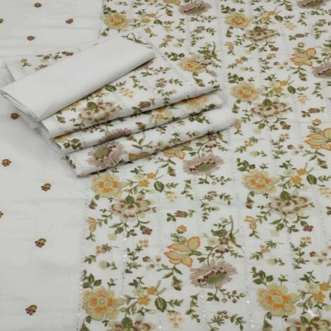 White Cambric Cotton 2pc Suit – Unstitched