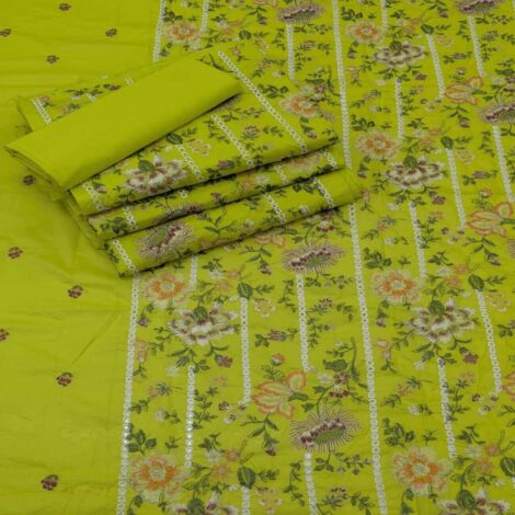 lemon Cambric Cotton 2pc Suit – Unstitched